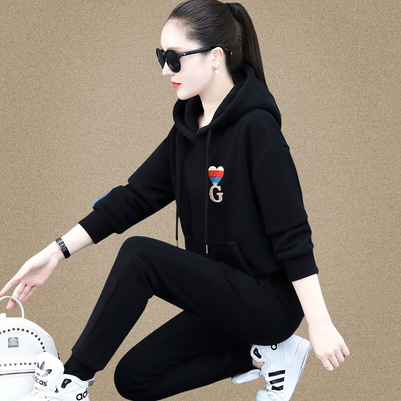 运动套装女轻奢春款卫衣加厚2022新款宽松连帽休闲服秋冬季0104x