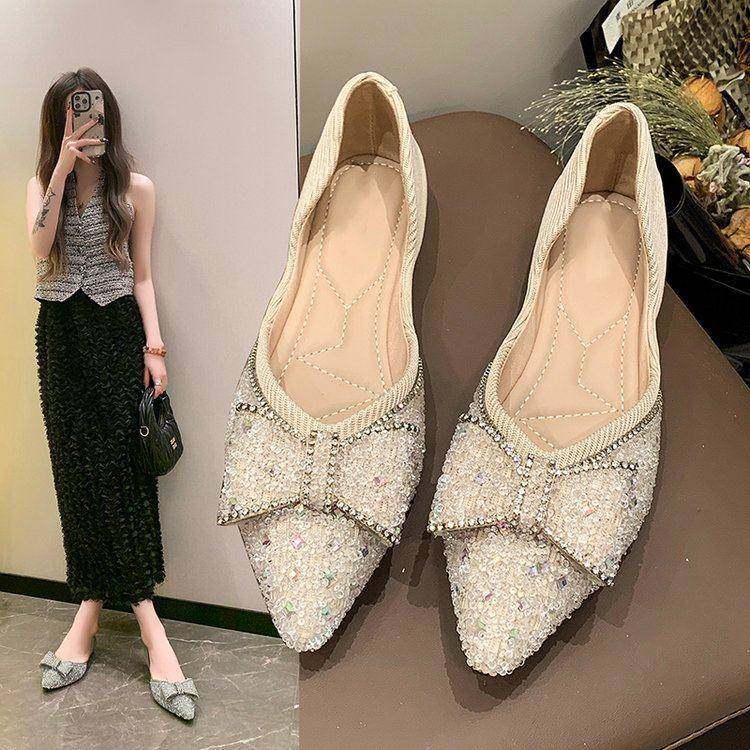 春秋平底通勤玛丽珍鞋女2026年新款蝴蝶结水钻单鞋配裙子尖0125z,女鞋,勃肯鞋/软木鞋,淘宝优惠券,粉丝福利购,淘宝优惠卷