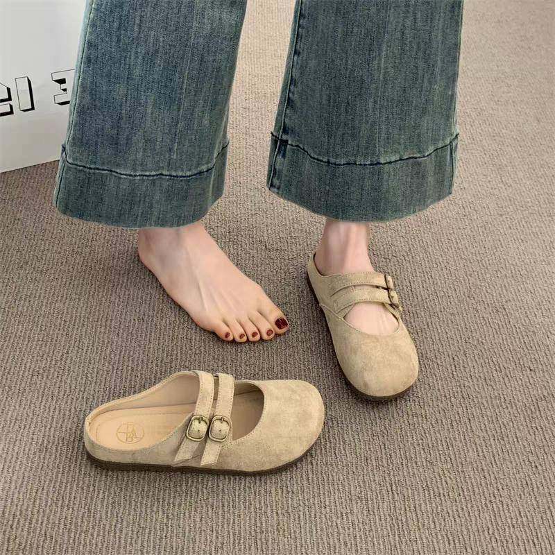 女春单勃肯鞋包头半拖鞋外穿2026新款夏一脚蹬平底懒人法式0123k,女鞋,勃肯鞋/软木鞋,淘宝优惠券,粉丝福利购,淘宝优惠卷