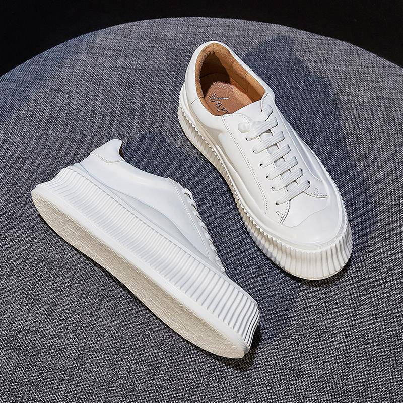 饼干鞋女2025秋季新款厚底小白鞋女休闲板鞋松糕鞋增高运1109r