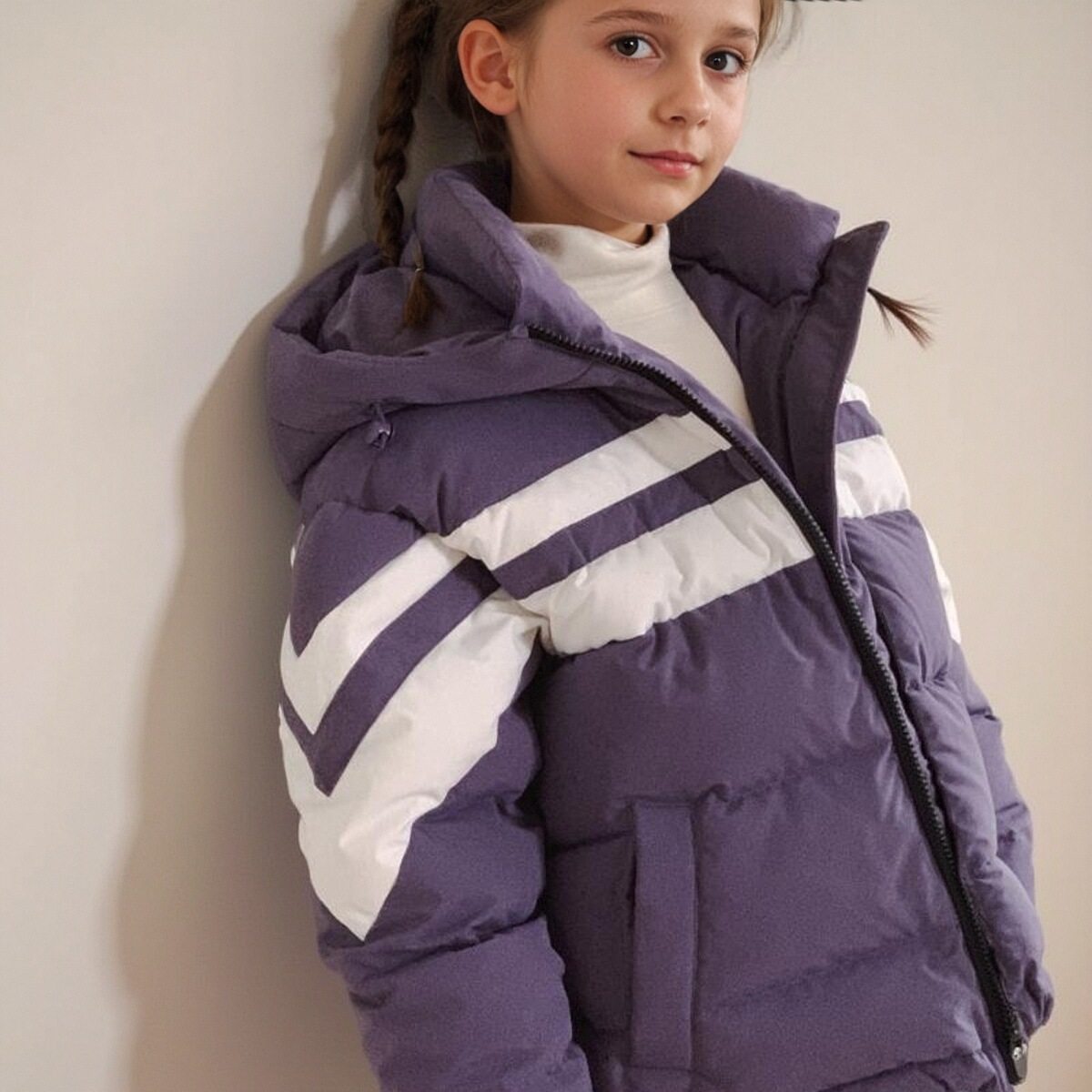 2025洋气男女童90白鸭绒中长款羽绒服加厚连帽时尚休闲款专柜正品