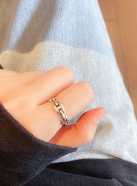 猪鼻漂亮香港银饰戒指