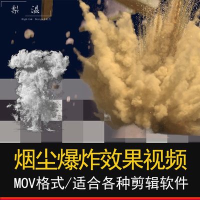 烟尘爆炸效果碎屑爆破炸弹尘土飞扬视频素材透明通道AE/PR特效