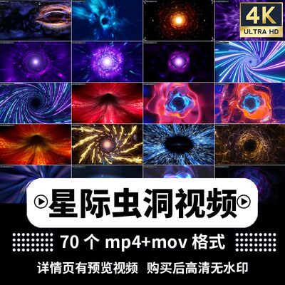 时空宇宙科幻太空星空际隧道酒吧VJ虫洞转场4K视频素材LED背景