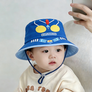 儿童渔夫帽子春秋薄款遮阳小男孩奥特曼太阳帽夏季女宝宝防晒盆帽