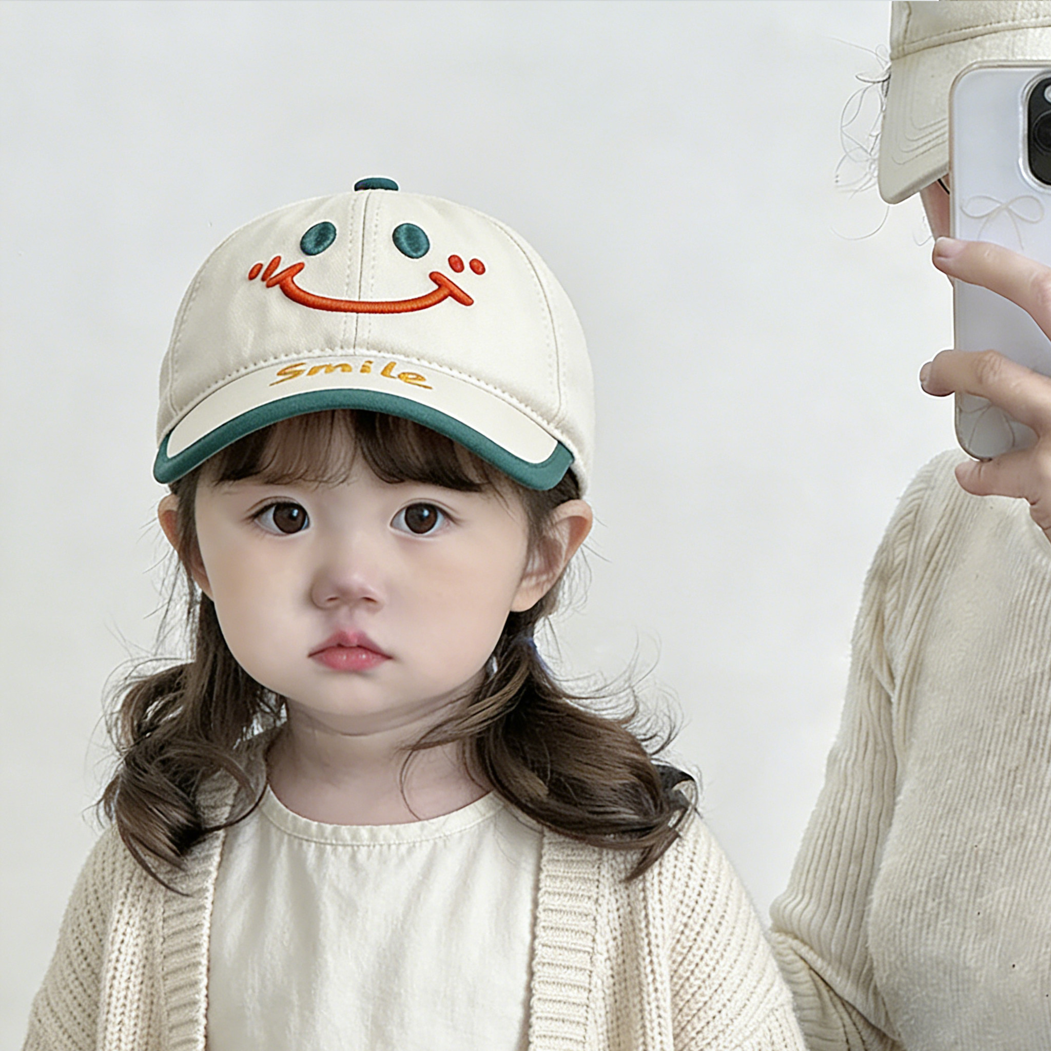 宝宝帽子春秋薄款韩版笑脸遮阳鸭舌帽男童女孩夏季户外防晒棒球帽