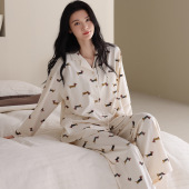 开衫 纯棉甜美卡通春秋长袖 两件套全棉家居服 睡衣女2026年新款 春季