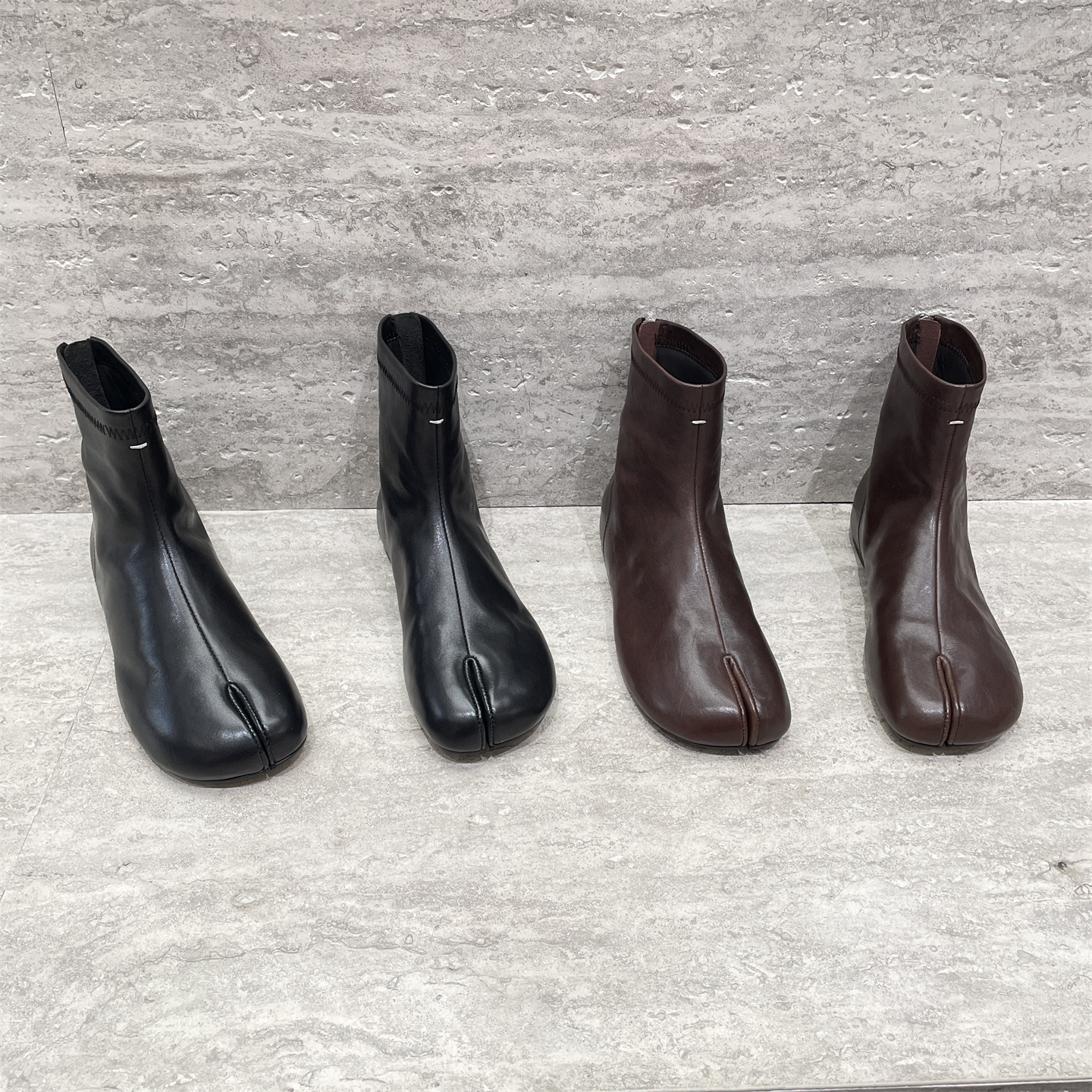 XFMD欧洲站秋款真皮分趾低跟短靴