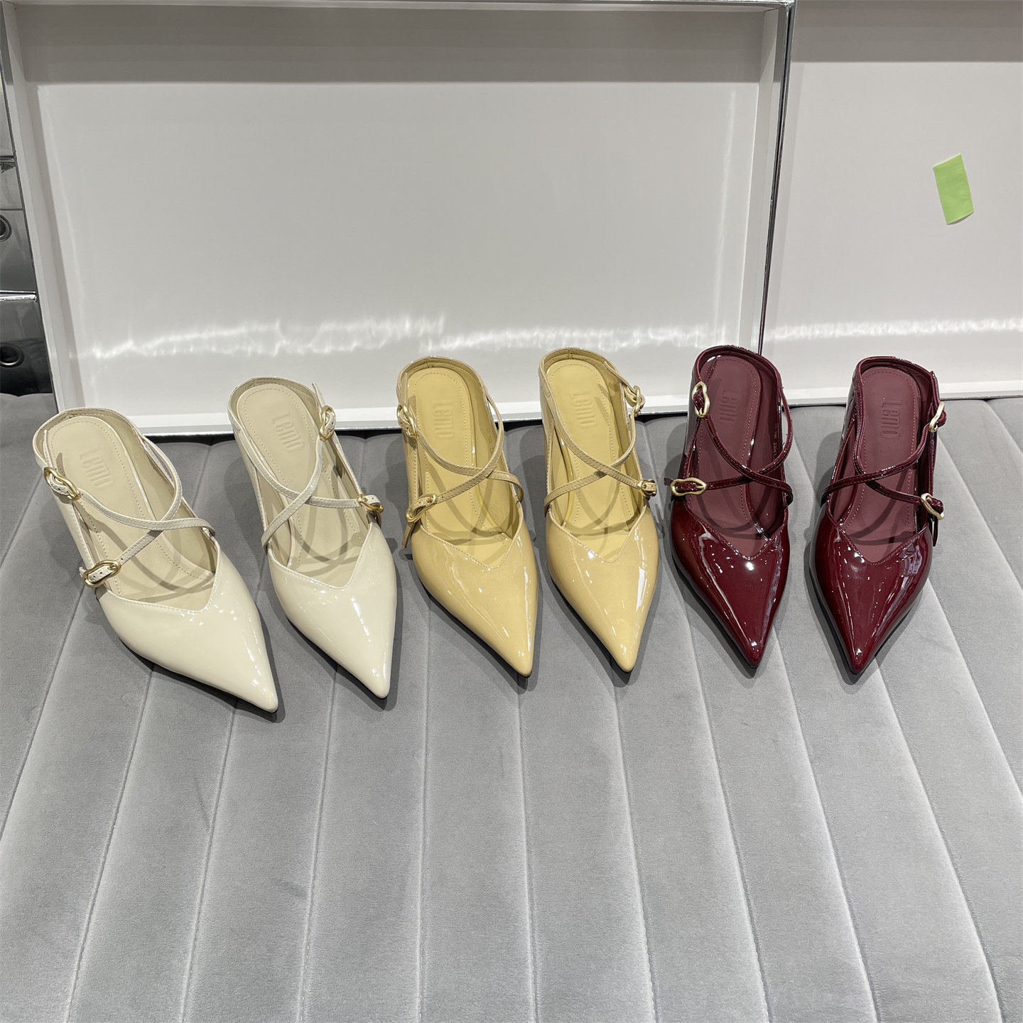 欧洲站2026春夏款真皮女鞋百搭时尚法式单鞋漆面尖头浅口高跟拖鞋,女鞋,包头拖,淘宝优惠券,粉丝福利购,淘宝优惠卷