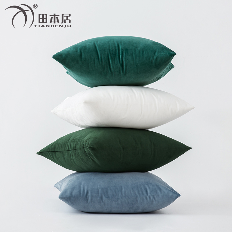 天鹅绒抱枕北欧纯色沙发靠垫办公室腰靠枕床头靠背垫抱枕套不含芯