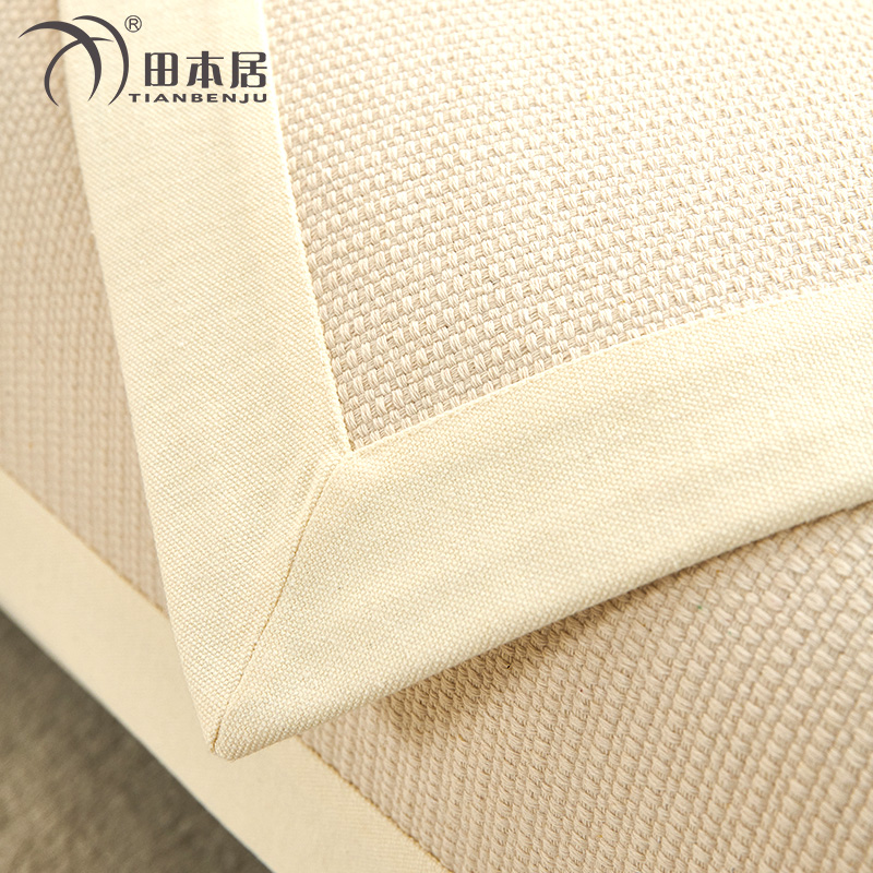 日式棉麻沙发垫米白色坐垫子四季通用混纺套罩全盖防滑透气夏天款