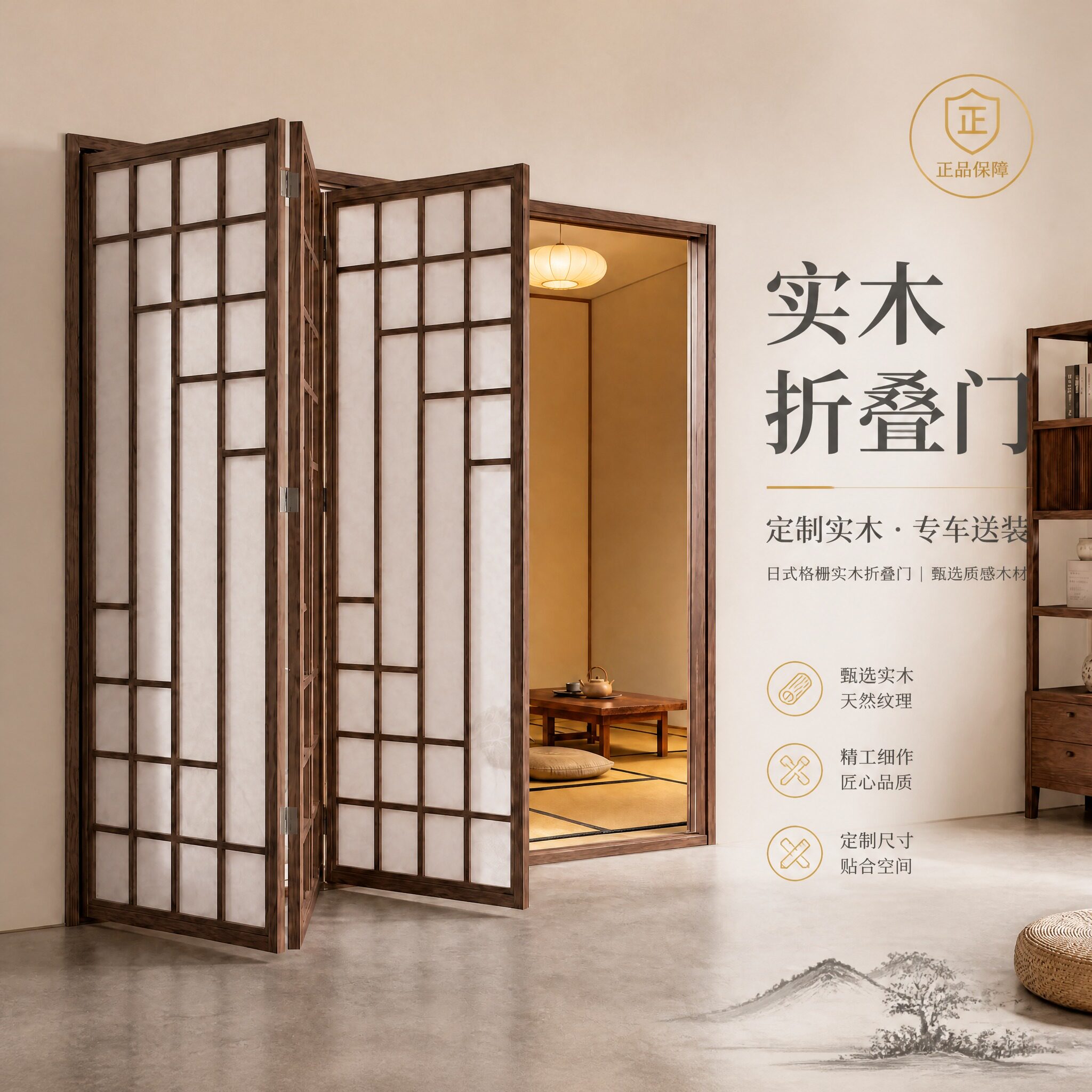 定制实木折叠门全国上门安装图片