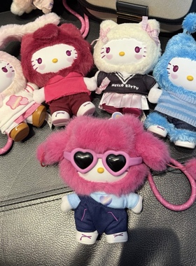 现货名创优品HelloKitty popstar系列盲盒搪胶换装毛绒挂件女礼物