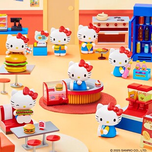 正版MINISO名创优品HelloKitty复古餐厅系列盲盒手办公仔桌面摆件