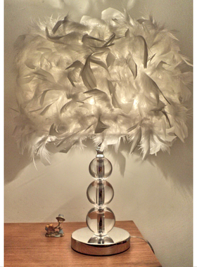 羽毛粉色白色紫色台灯结婚书房床头女生现代欧式创意浪漫卧室温馨