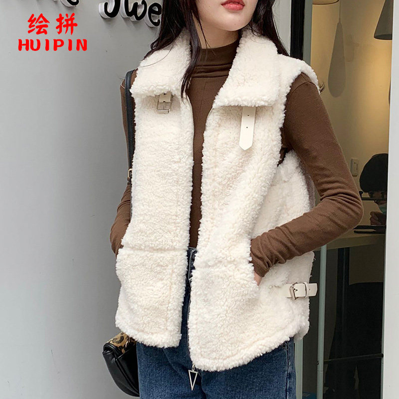 羊羔毛马甲女短款2020秋冬新款韩版羊羔绒马夹时尚背心外套坎肩