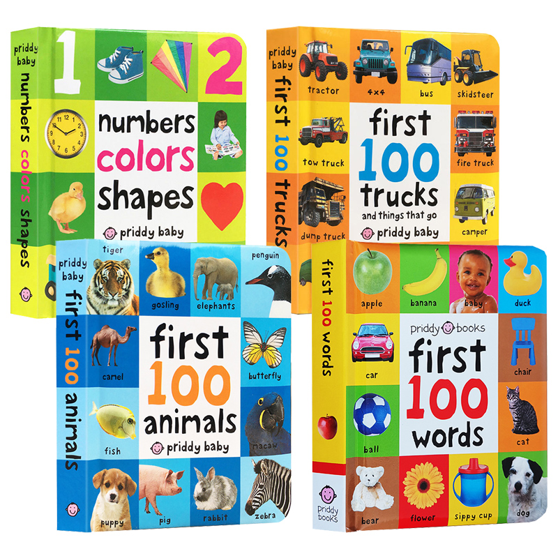 First 100 Words Animals Trucks动物交通工具图解词典 Numbers Colors Shapes数字颜色形状英文原版绘本