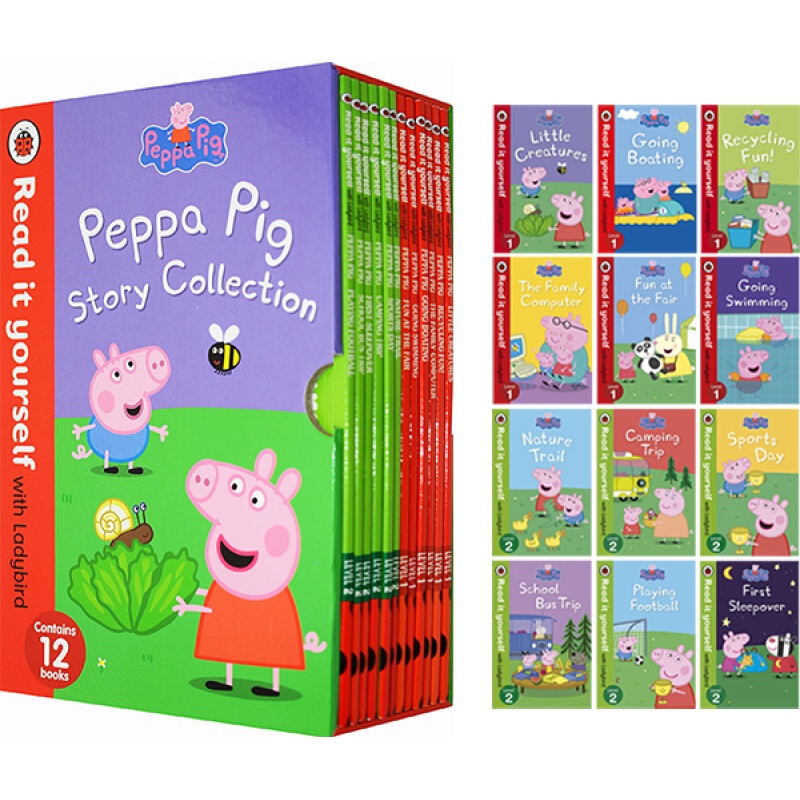 Peppa Pig Read It Yourself分级阅读12册彩色套装平装小瓢虫Ladybird 4-6岁小猪佩奇英文原版童书