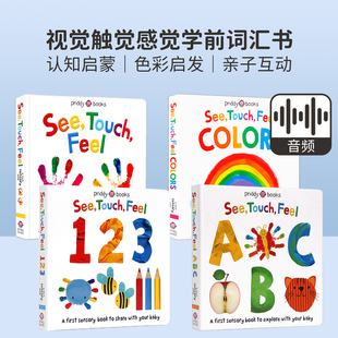 绘本ABC 3岁儿童幼儿英语 Feel 启蒙早教0 Colors 123 Book英文原版 Sensory 触觉视觉嗅觉感官认知触摸书First Touch See