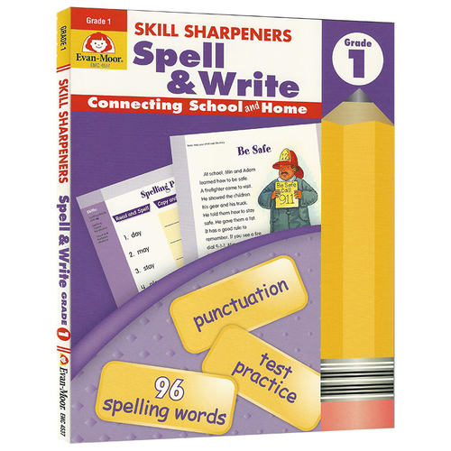 Skill Sharpeners Spell Write Grade 1 技能铅笔刀写作 小学一年级 Evan Moor英文原版美国加州练习册EvanMoor SkillSharpers
