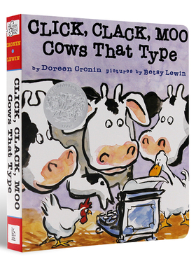 英文原版Click Clack Moo:Cows That Type凯迪克奖 廖彩杏 纸板书