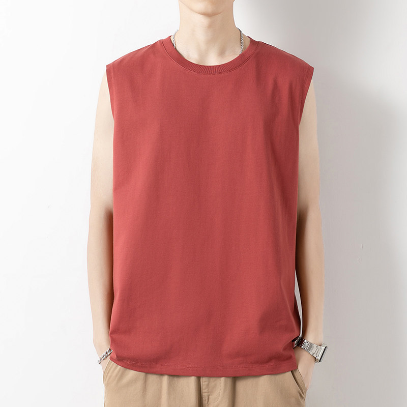 纯棉背心男潮夏季宽松全棉无袖t恤宽肩篮球健身跨栏运动坎肩汗衫