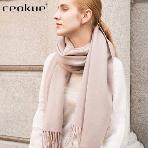 ceokue纯色羔羊绒女士两用披肩