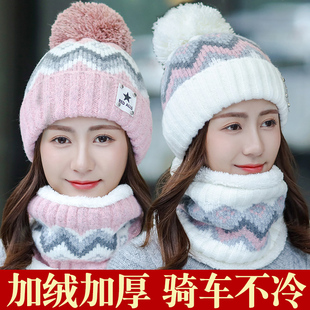 2025新款秋冬天加绒加厚护耳毛线帽女士骑车防寒冬季针织棉帽子潮
