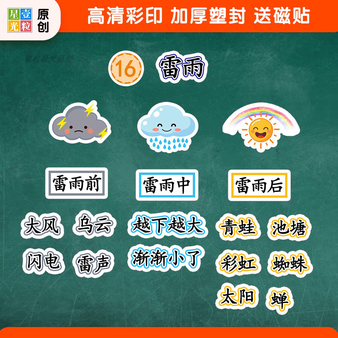 雷雨公开课板书教具磁贴定制图片