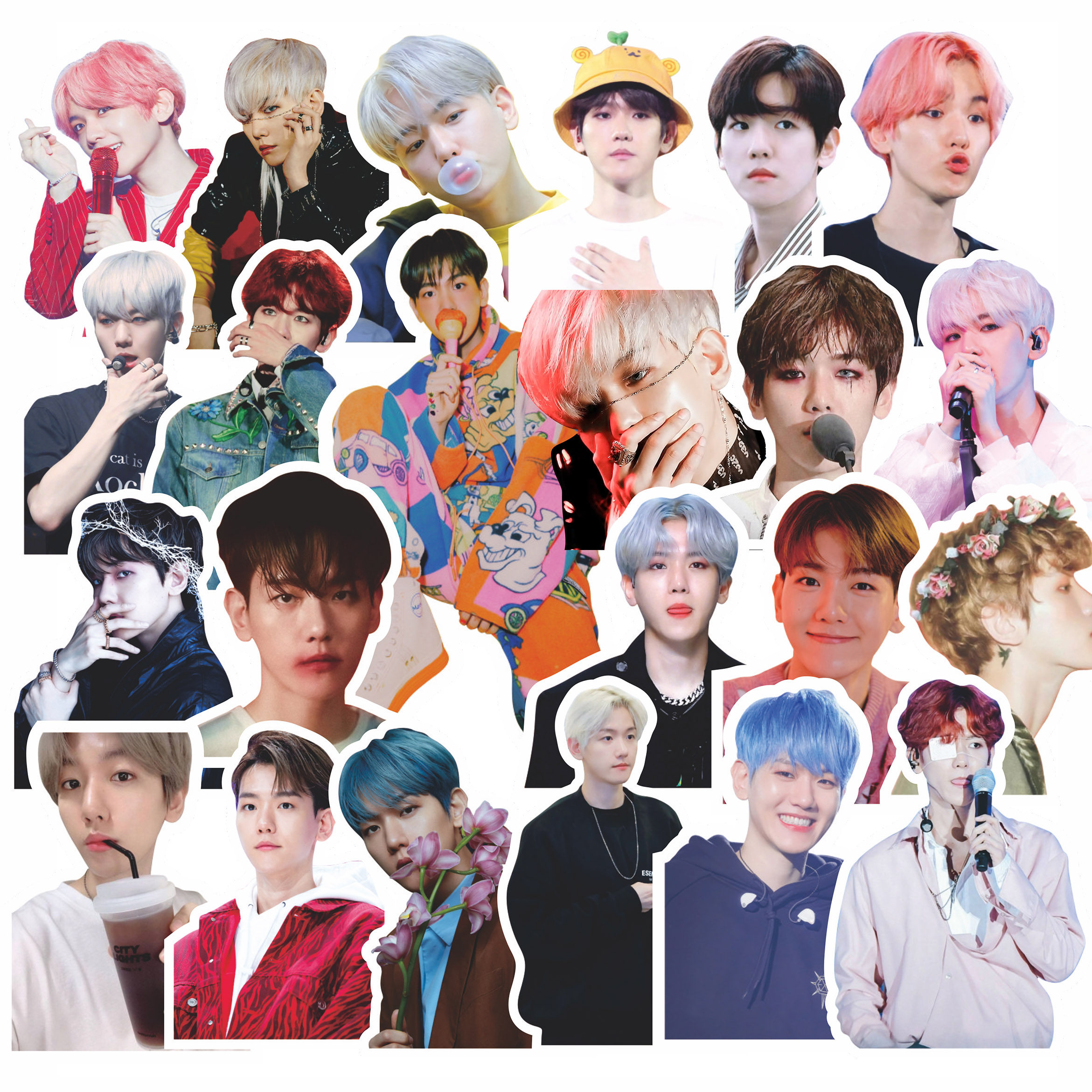 明星9张入和纸边伯贤明星亚光手账周边应援diy相册日记电脑手机贴