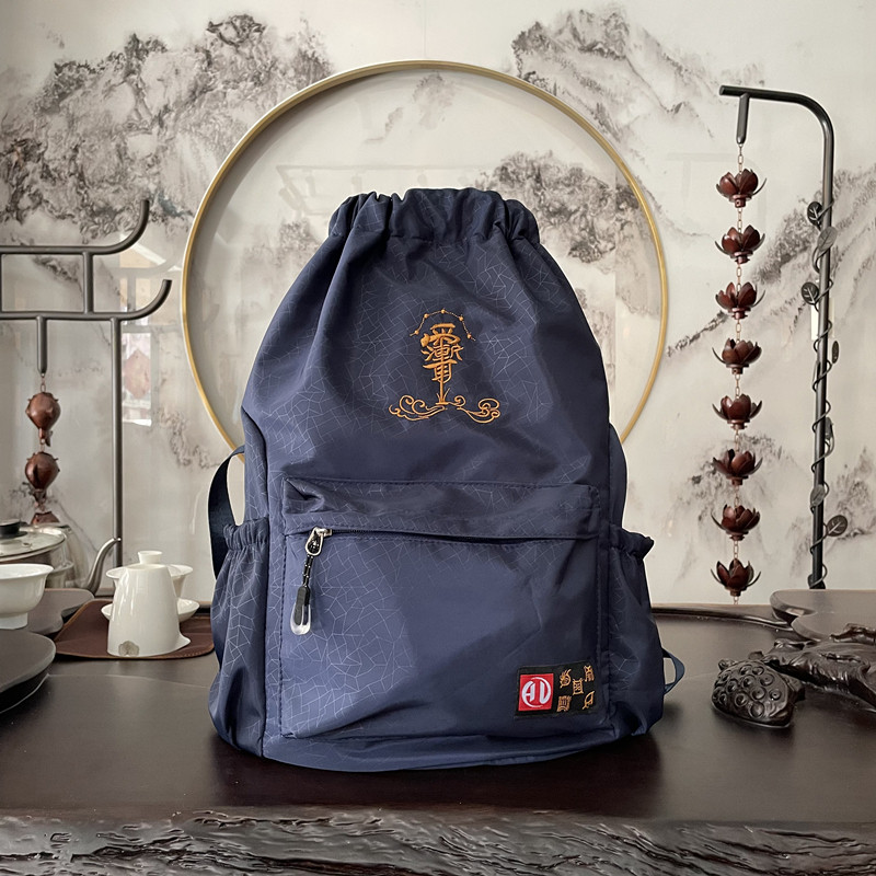 紫微讳束口双肩背包八卦士道包福袋帆布双肩背包单肩包休闲居士包