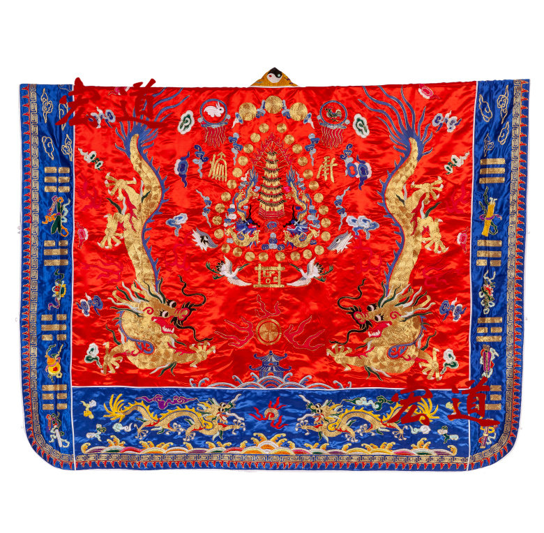 金线仿手工双龙法衣道衣服法器道装短大褂八卦帽朝板莲花冠经衣