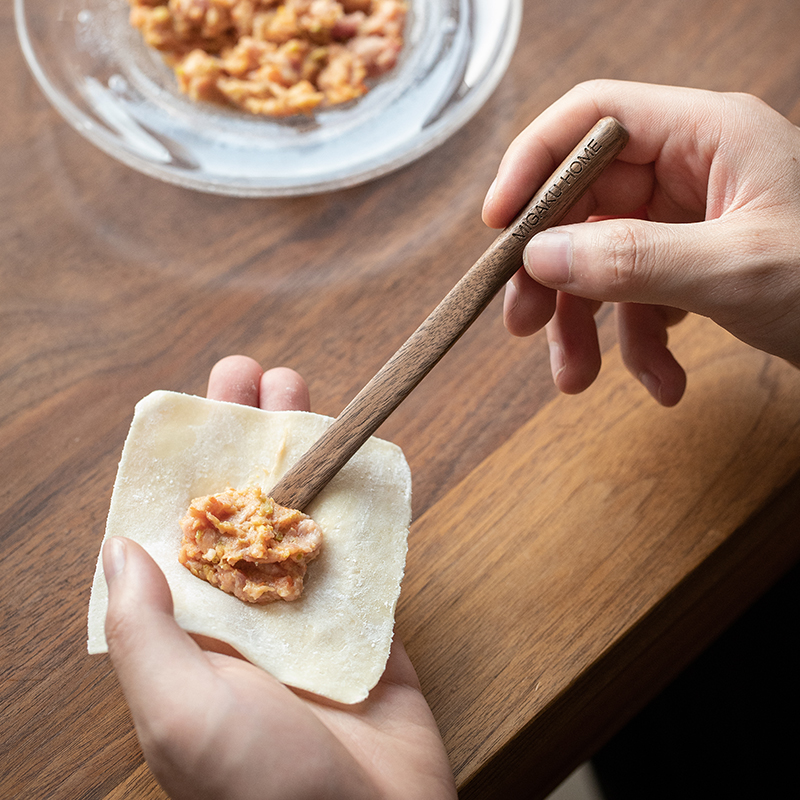 黑胡桃木包水饺挖馅勺包馄饨扁食馅料勺饺子实木刀厨房神器小工具-封面