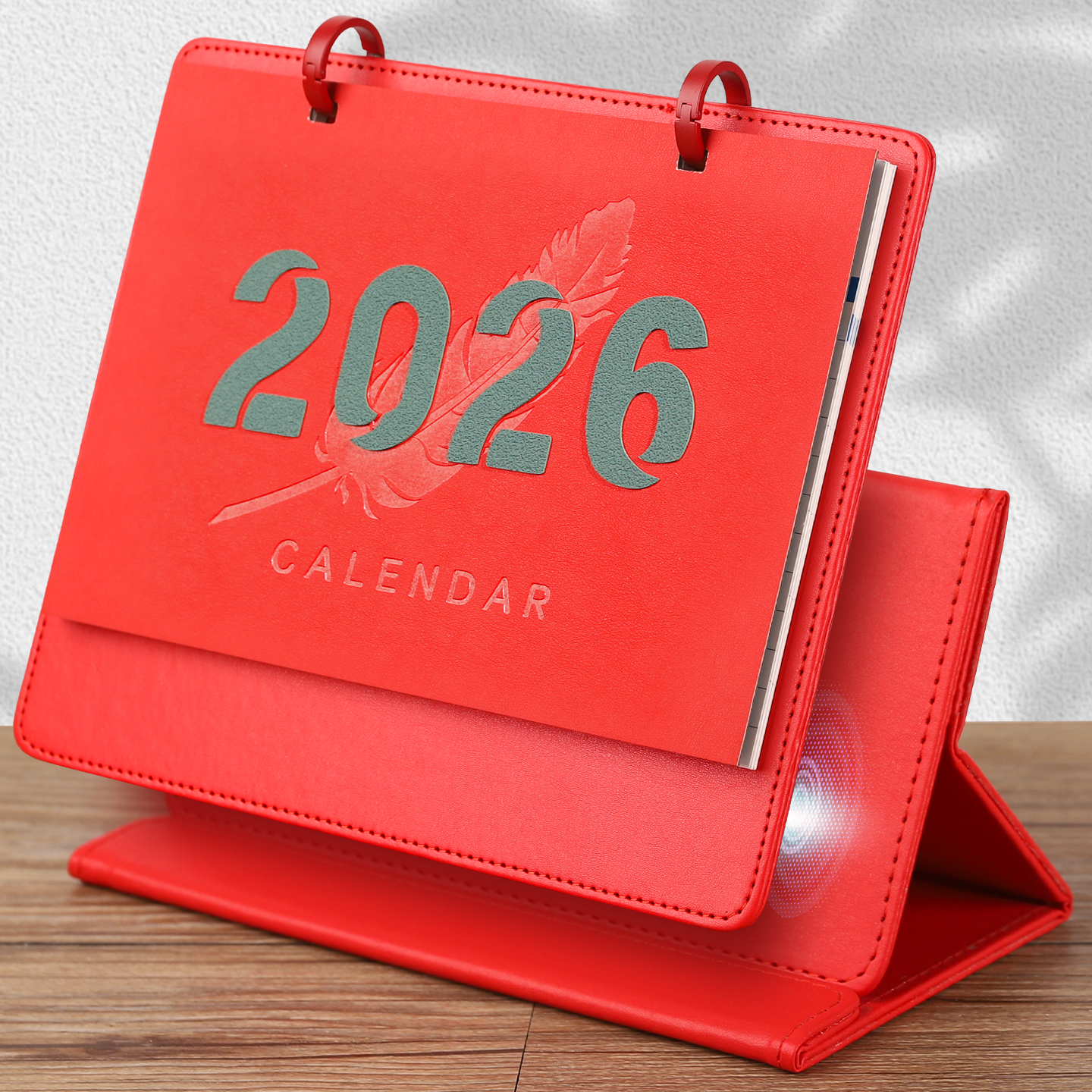 2026台历磁吸皮质折叠桌面摆件