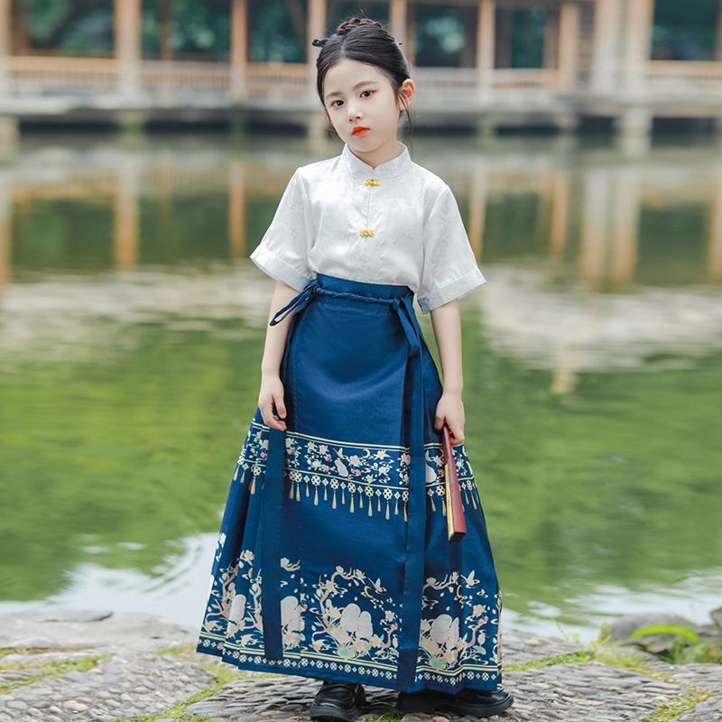 马面裙女童汉服日常唐装儿童套装古风长袖小女孩中国风超仙古装秋