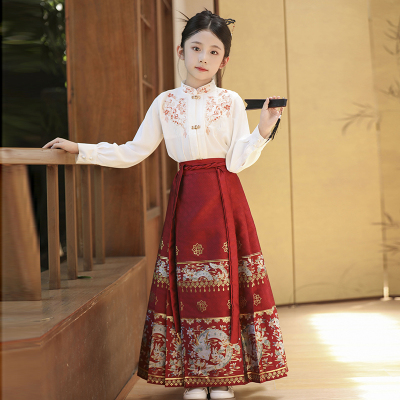 马面裙女童汉服圆领明制儿童汉服