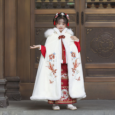 女童披风斗篷加厚冬款儿童汉服