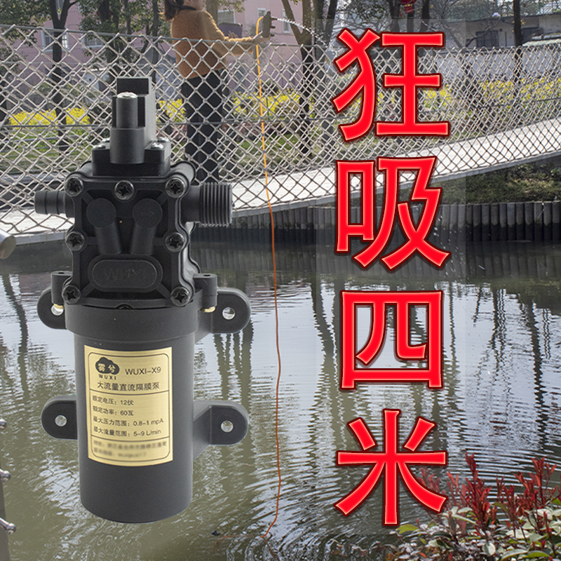 新型12伏直流大流量隔膜泵785电机泵头高压力大功率打药泵大吸力