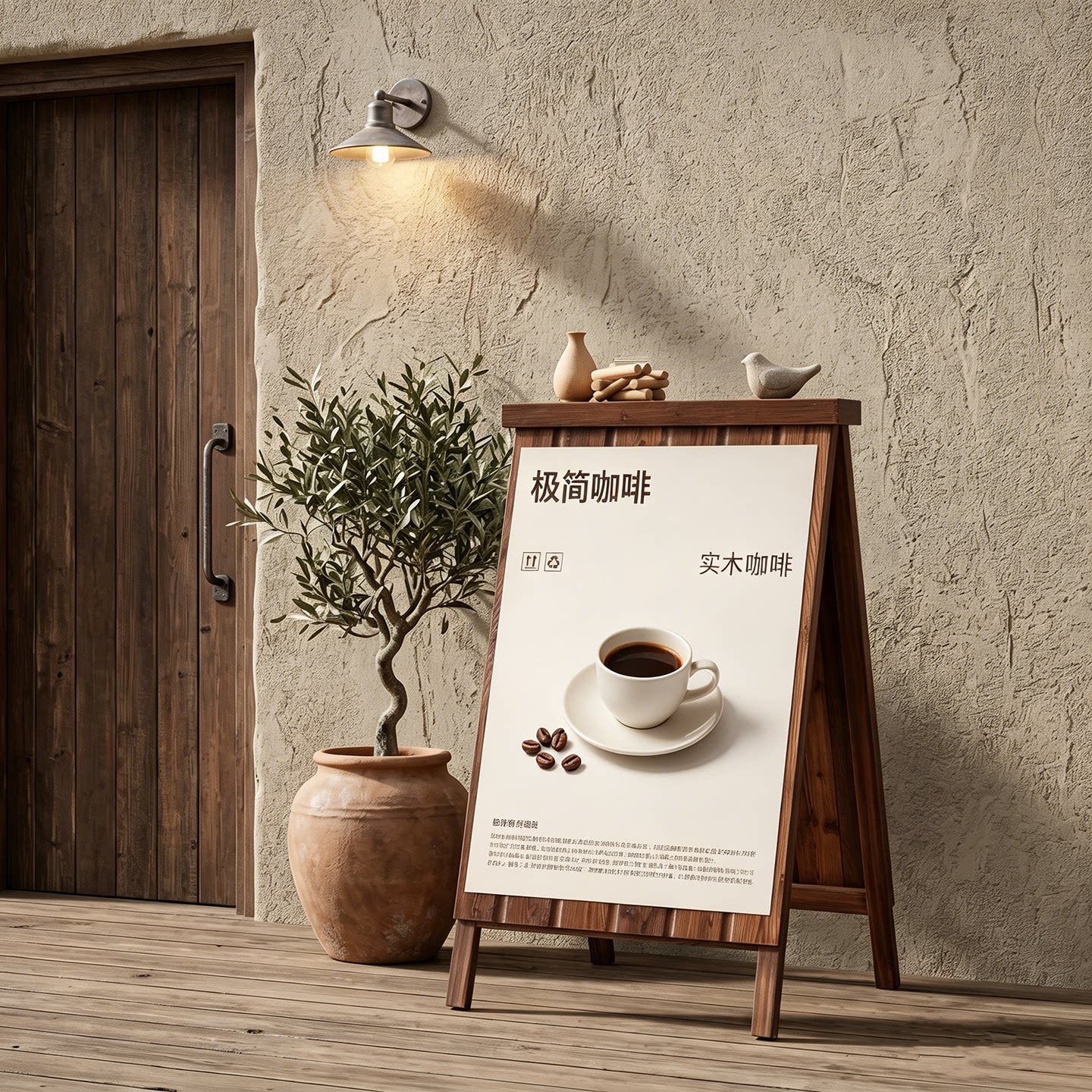 户外广告展示架防腐防水海报双面奶茶店铺立式实木宣传展架落地架