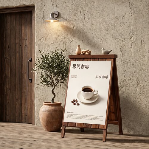 户外广告展示架防腐防水海报双面奶茶店铺立式实木宣传展架落地架