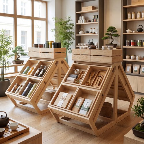 陈列展示架木框商品货品会展展览中岛台商用店面展示盒商场展示框