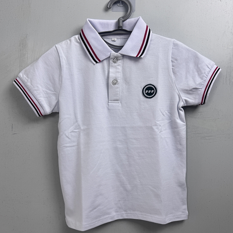 上海白色翻领polo衫校服定做浦东新区观澜小学同款校服来图定