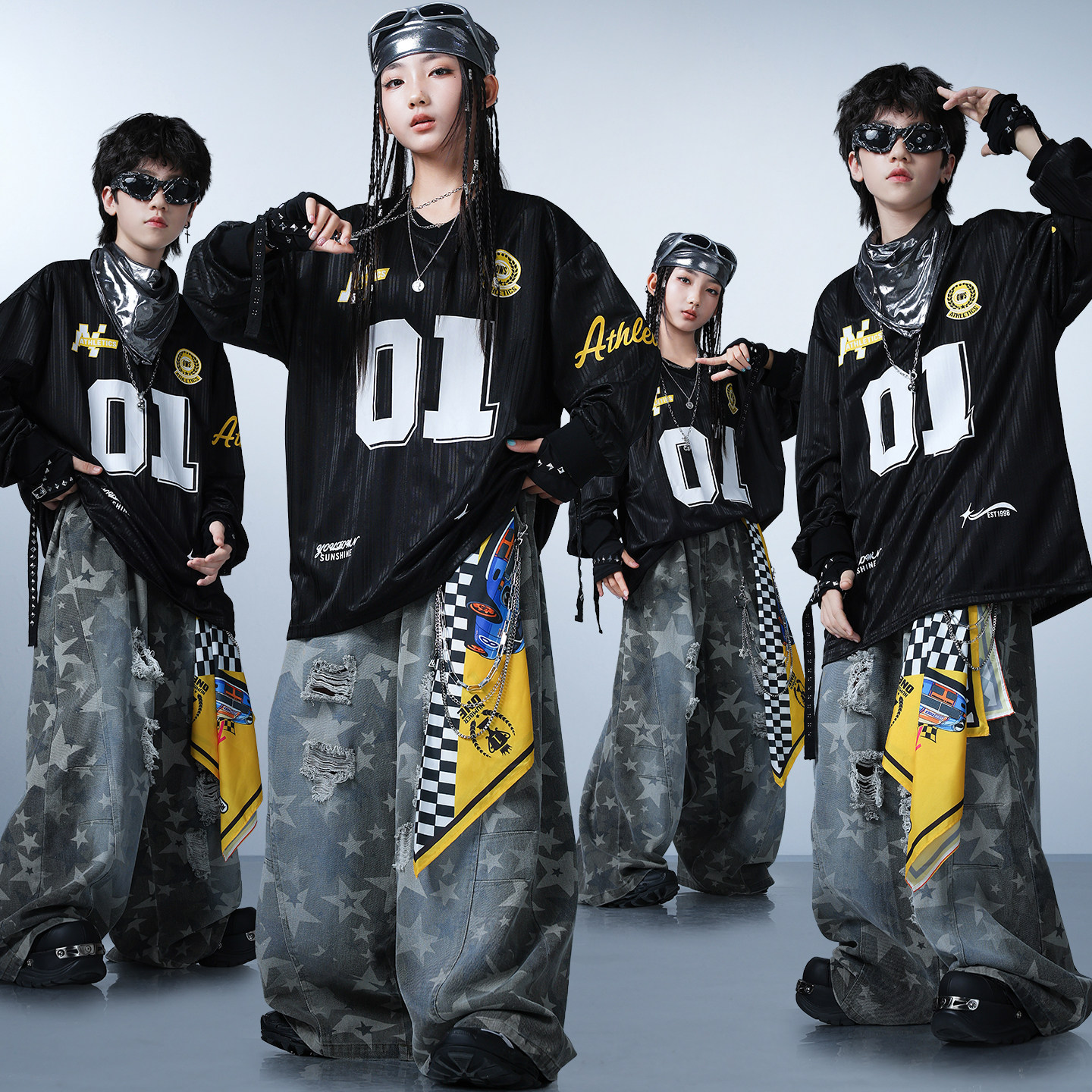 儿童街舞潮服女生美式潮流套装少儿舞台表演男孩嘻哈hiphop演出服
