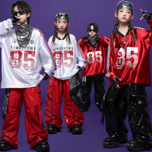 元 男女童架子鼓表演服 旦儿童炫酷街舞演出潮服少儿嘻哈hiphop皮裤
