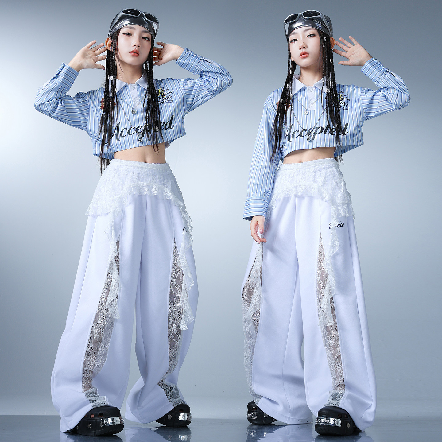 儿童爵士舞演出服女生时髦走秀潮服少儿炸街jazz女孩个性嘻哈套装