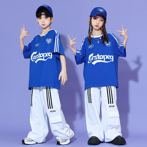 迷彩豆豆男女童嘻哈街舞演出服潮