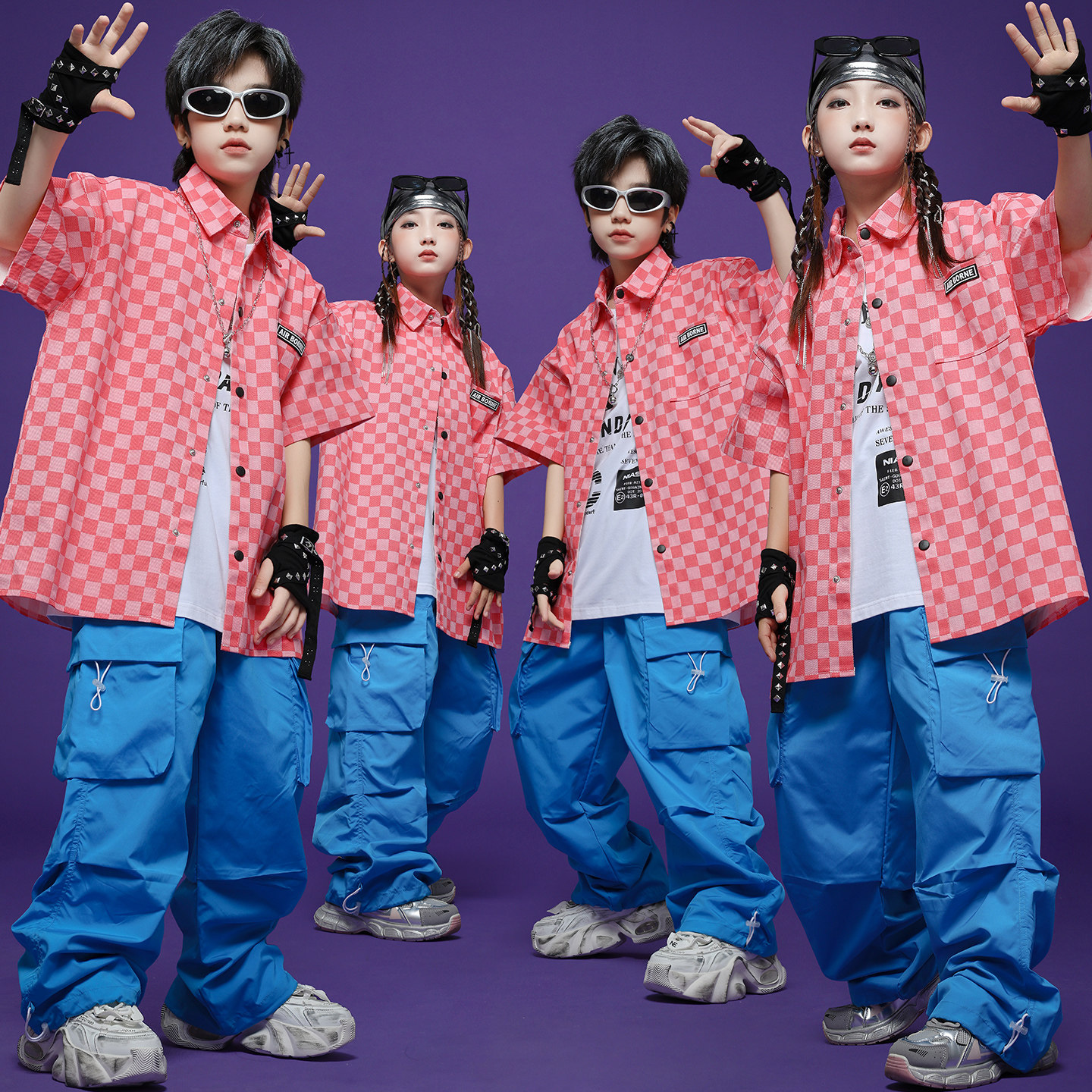 儿童街舞潮服少儿多巴胺个性嘻哈套装女童爵士舞男童hiphop演出服