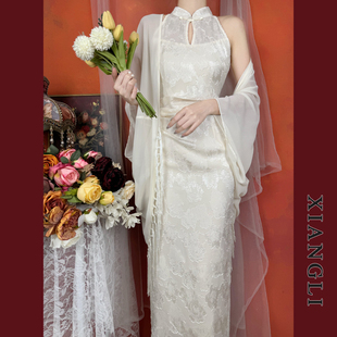 巷里复古新中式改良旗袍夏装镂空气质优雅显瘦国风求婚订婚连衣裙