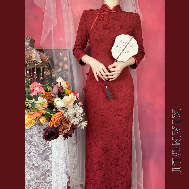 复古新中式气质优雅国风半袖旗袍