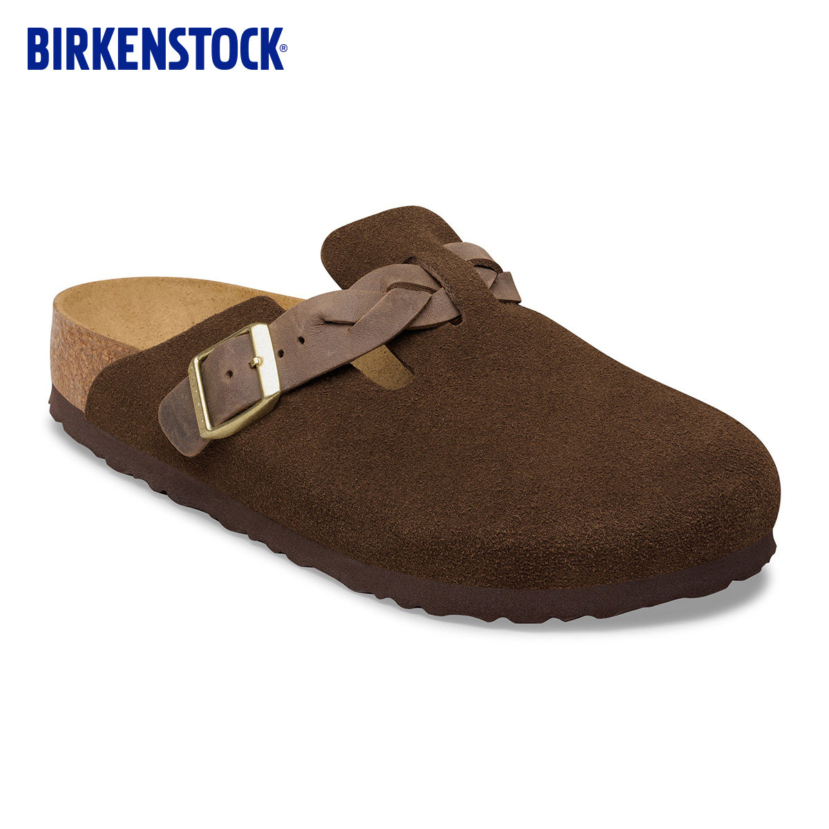 BIRKENSTOCK勃肯德国进口新品女款牛皮绒面革编织Boston包头拖鞋
